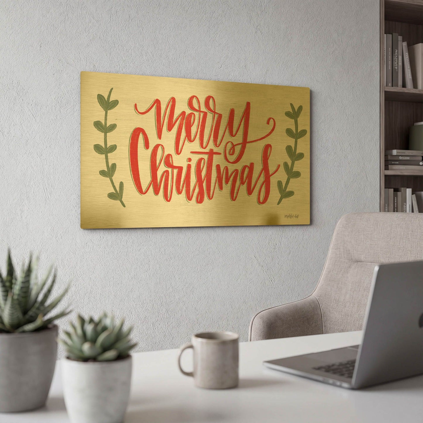 'Merry Christmas' By Imperfect Dust Gold Metal Wall Art