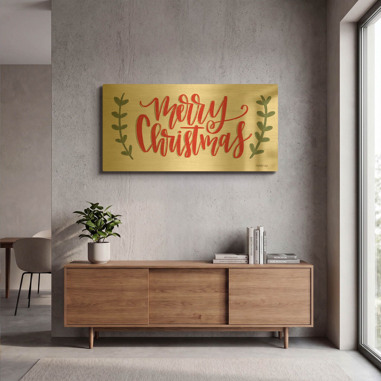 'Merry Christmas' By Imperfect Dust Gold Metal Wall Art