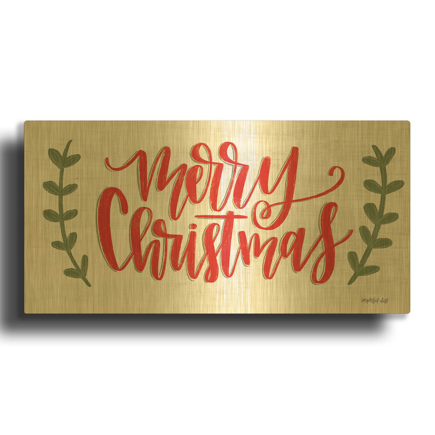 'Merry Christmas' By Imperfect Dust Gold Metal Wall Art