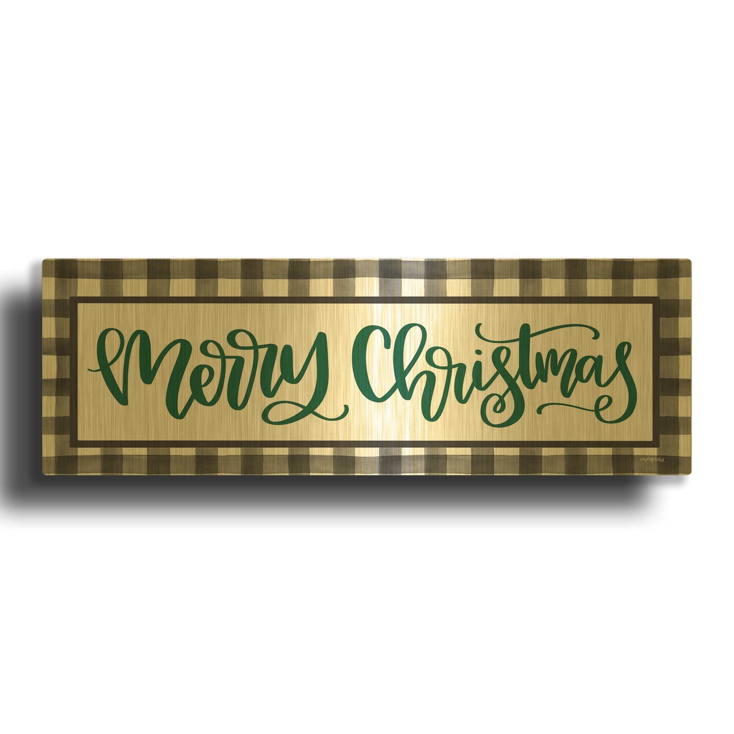 'Merry Christmas Plaid' By Imperfect Dust Gold Metal Wall Art