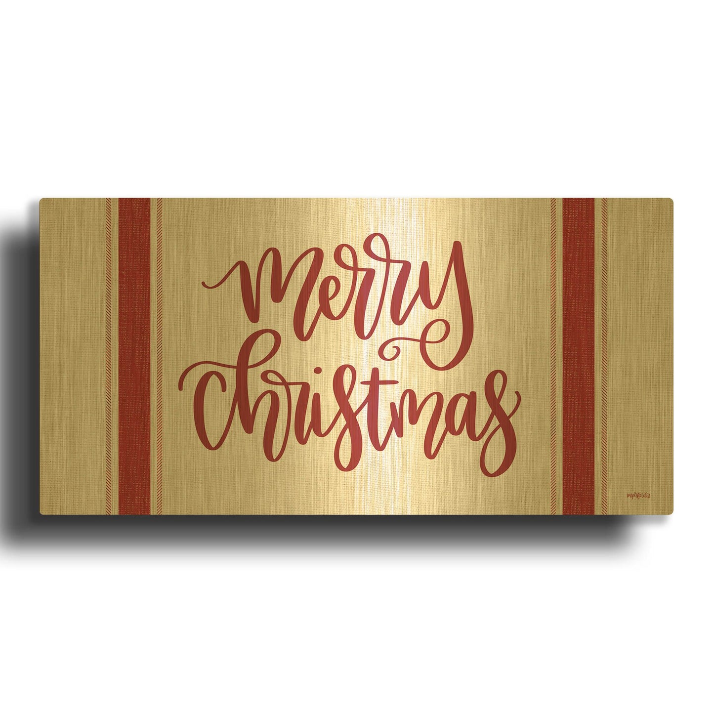 'Merry Christmas Red' By Imperfect Dust Gold Metal Wall Art