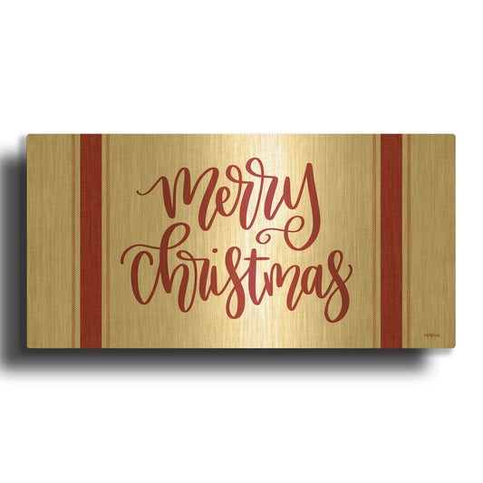 'Merry Christmas Red' By Imperfect Dust Gold Metal Wall Art