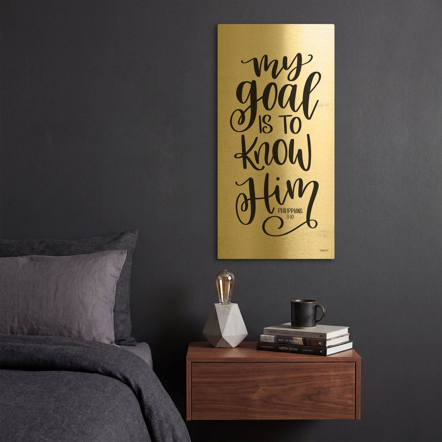 'My Goal is to Know Him' By Imperfect Dust Gold Metal Wall Art