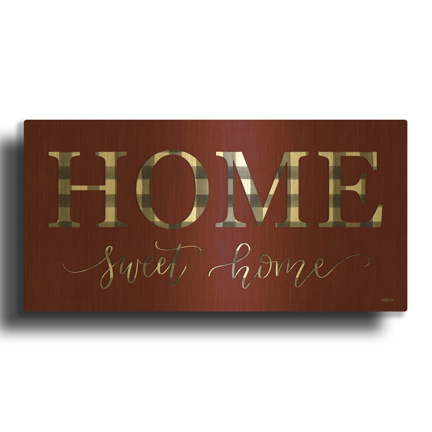 'Home Buffalo Check' By Imperfect Dust Gold Metal Wall Art