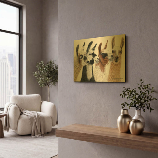 'Peruvian Visitors' By Jan Henderson Gold Metal Wall Art
