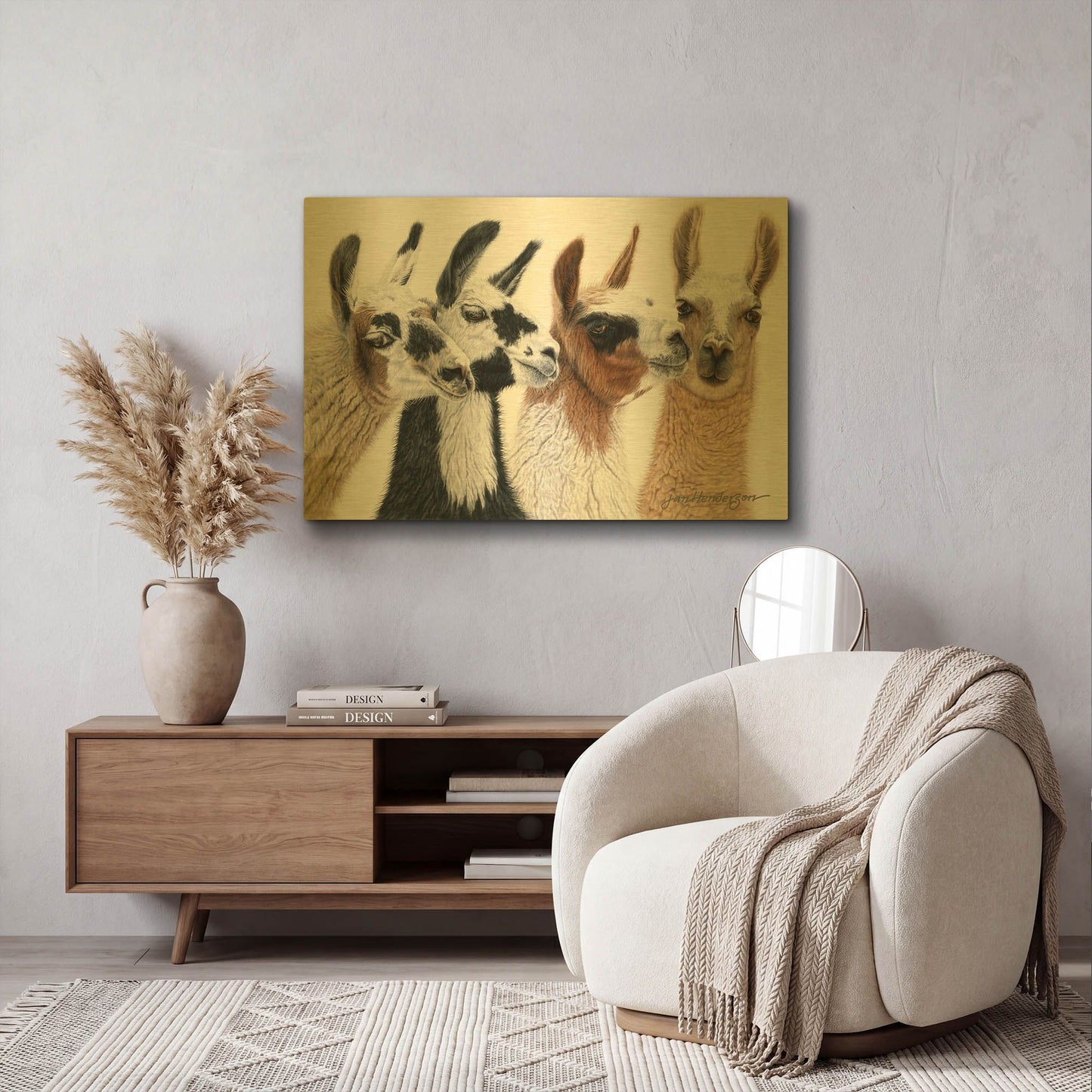 'Peruvian Visitors' By Jan Henderson Gold Metal Wall Art