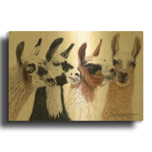 'Peruvian Visitors' By Jan Henderson Gold Metal Wall Art