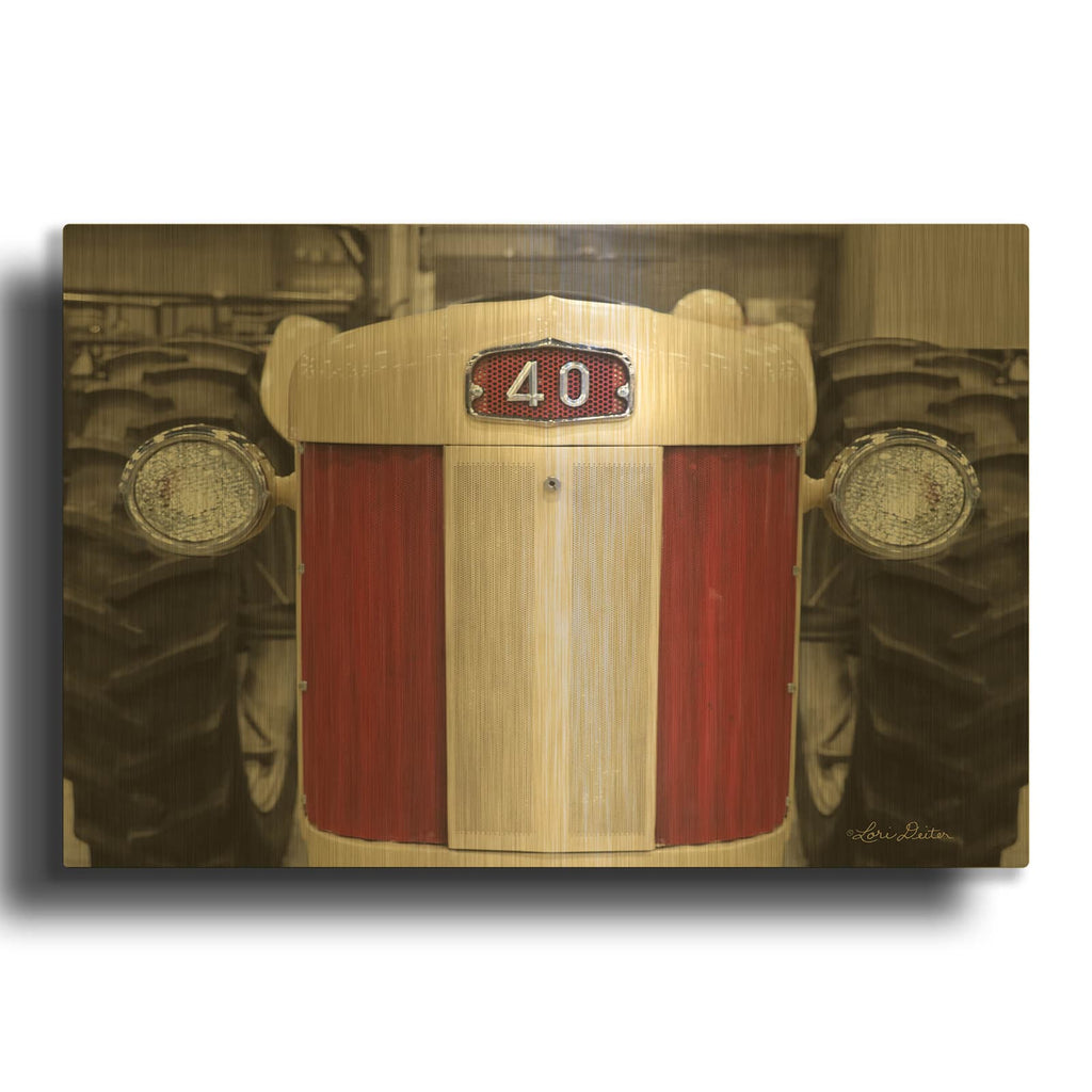 'Tractor Close Up MF40' By Lori Deiter Gold Metal Wall Art