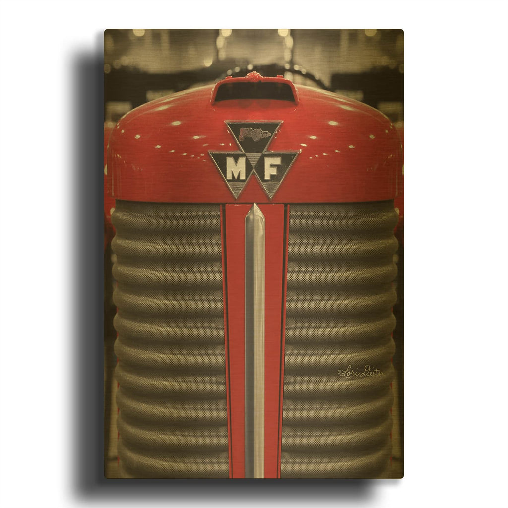 'Tractor Close UP MF' By Lori Deiter Gold Metal Wall Art
