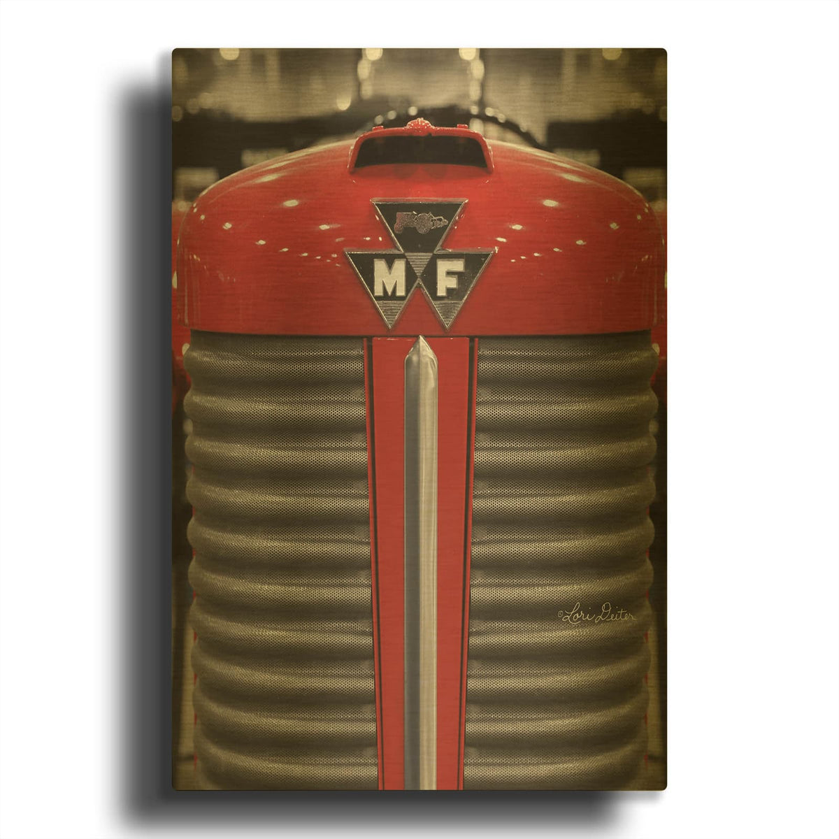 'Tractor Close UP MF' By Lori Deiter Gold Metal Wall Art