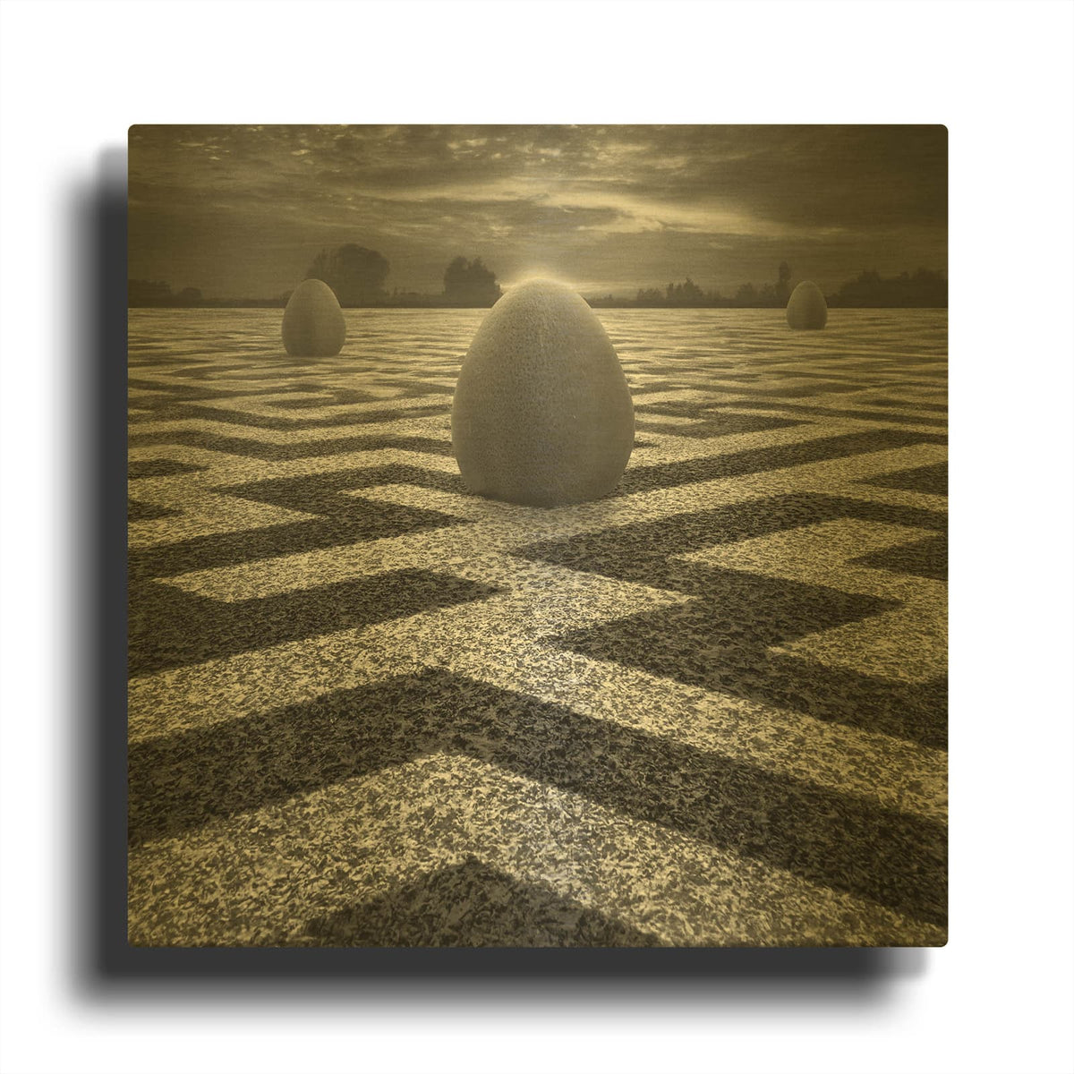'Ptasi Labirynt' By Dariusz Klimczak Gold Metal Wall Art