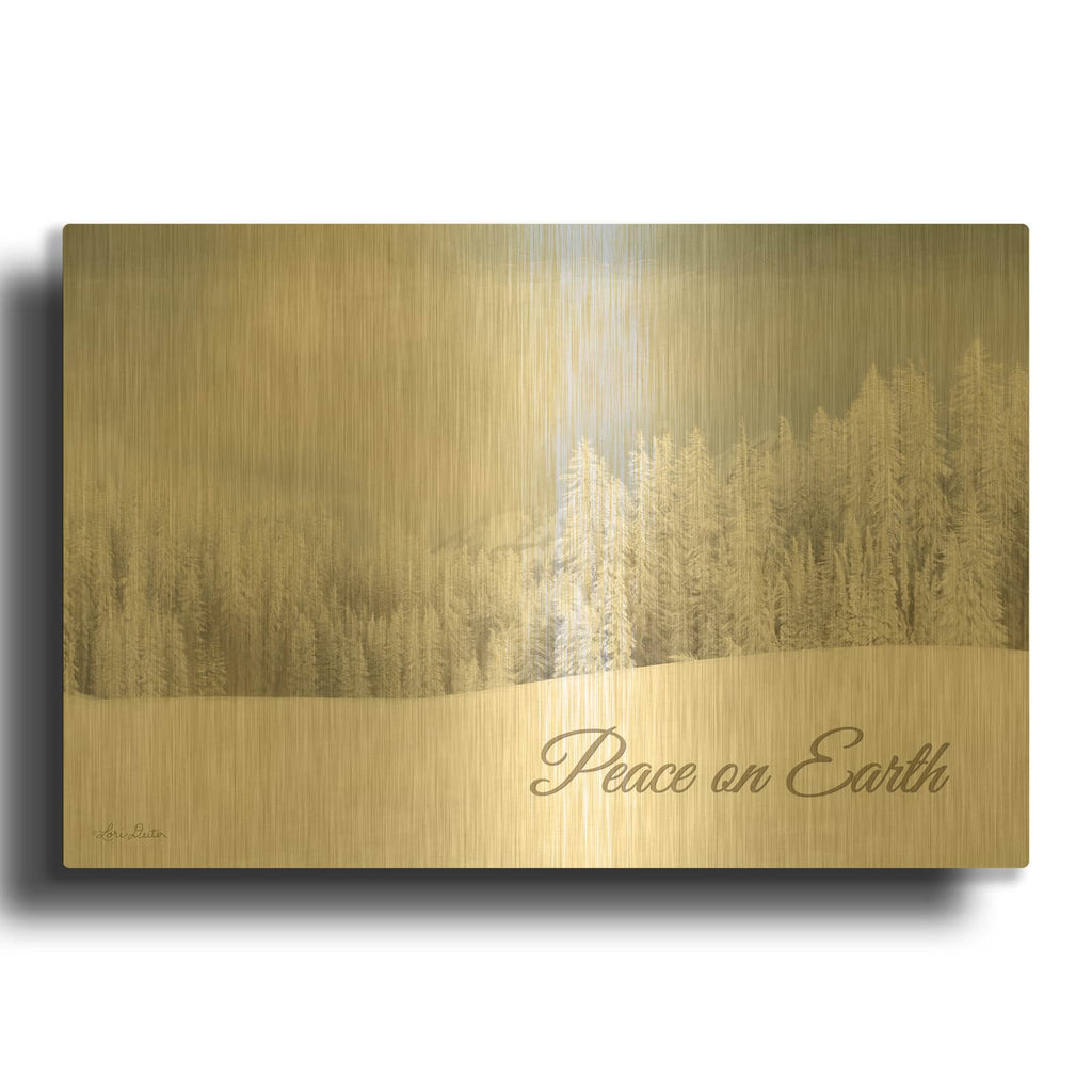 'Lava Mountain Snow Storm' By Lori Deiter Gold Metal Wall Art