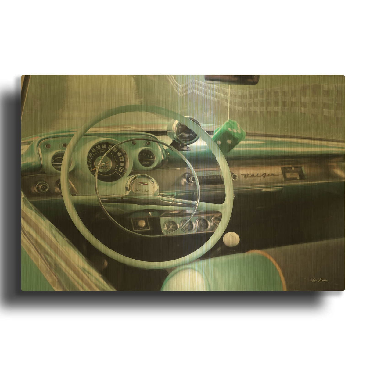 '1957 Chevy Bel-Air' By Lori Deiter Gold Metal Wall Art