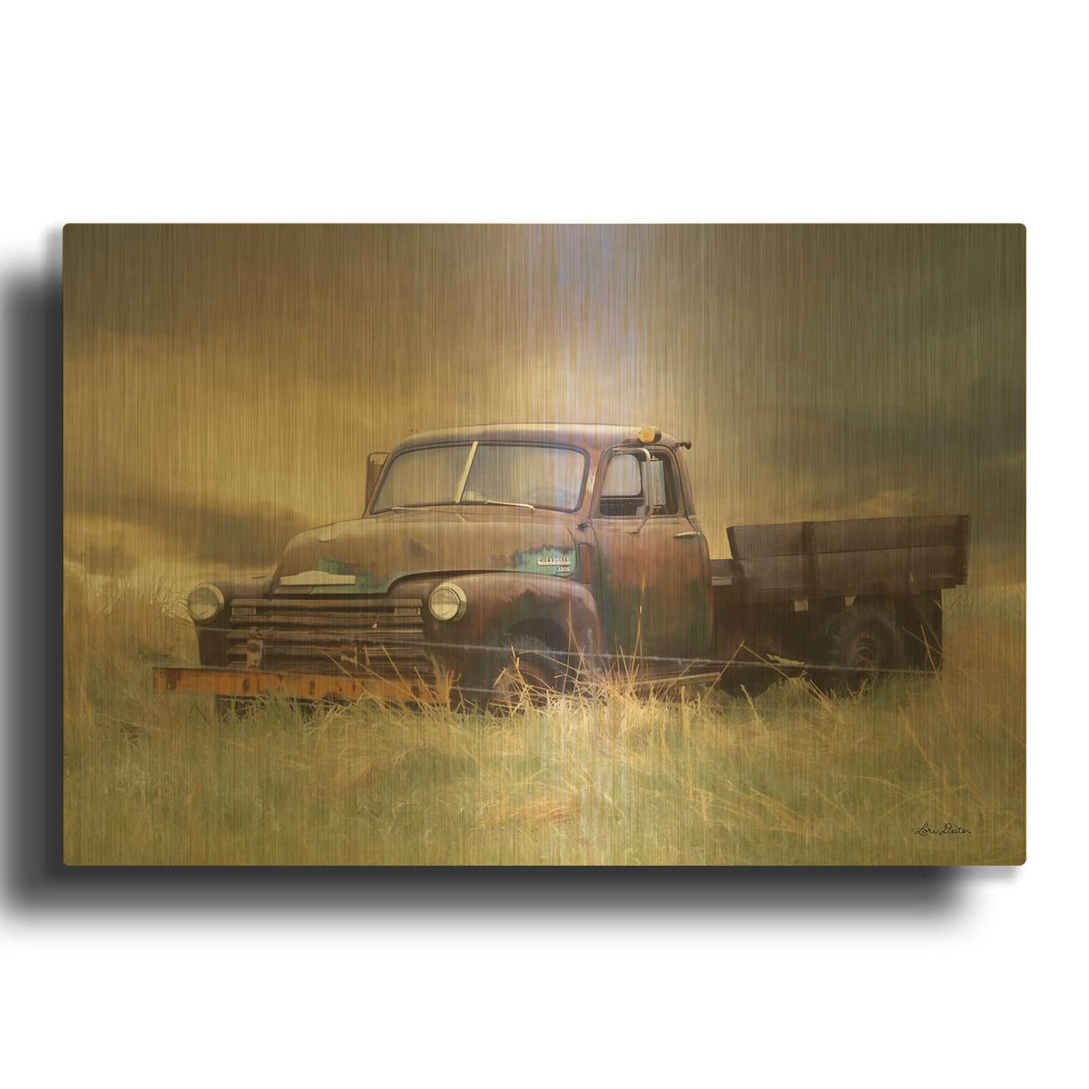 'Rusty Chevy' By Lori Deiter Gold Metal Wall Art