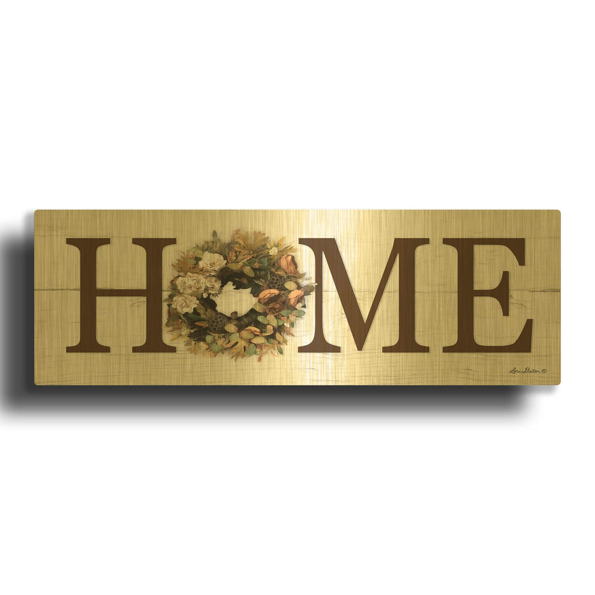 'Fall Home' By Lori Deiter Gold Metal Wall Art