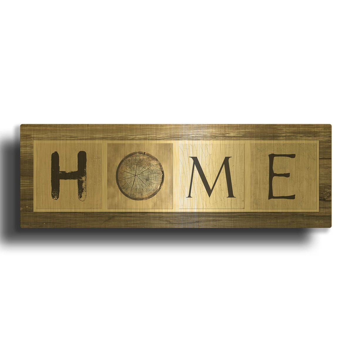 'Rustic Home' By Lori Deiter Gold Metal Wall Art