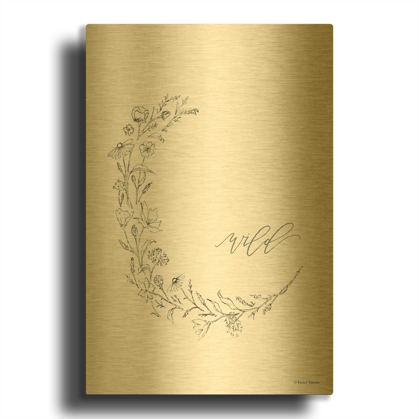 'Wild Flowers' By Rachel Nieman Gold Metal Wall Art