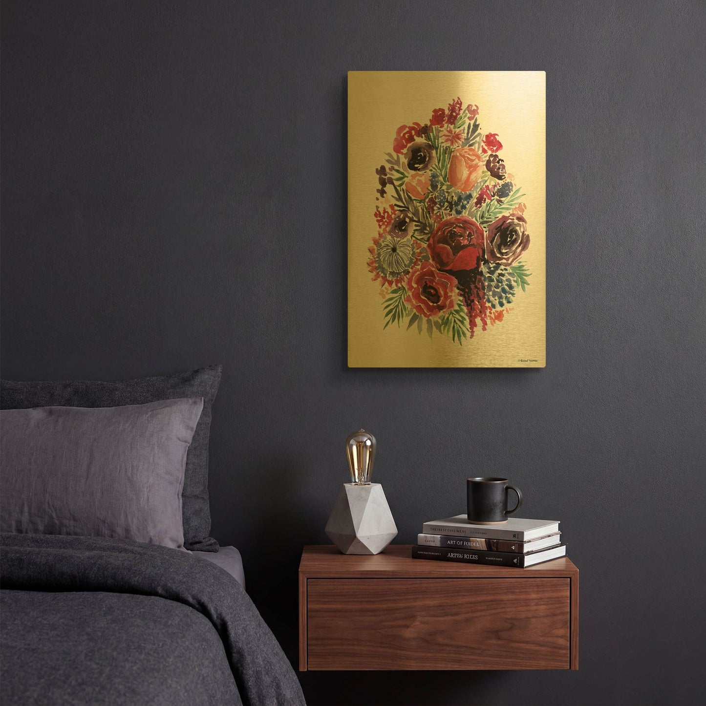 'Moody Florals' By Rachel Nieman Gold Metal Wall Art