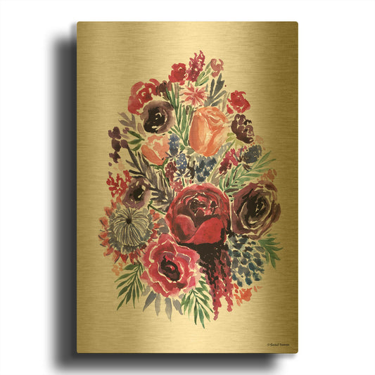 'Moody Florals' By Rachel Nieman Gold Metal Wall Art