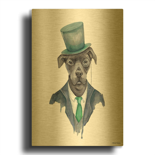 'Dapper Dog' By Rachel Nieman Gold Metal Wall Art