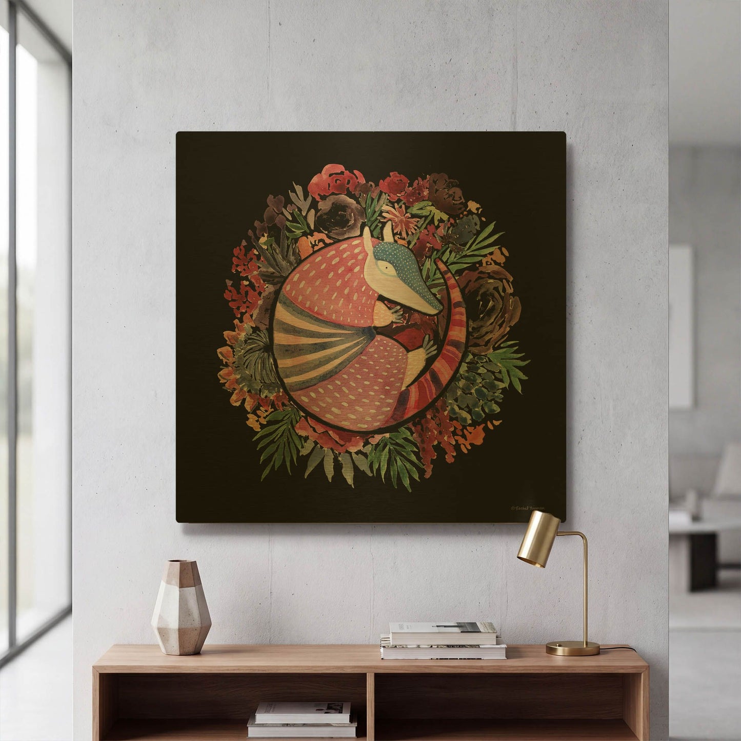 'Armadillo Palace' By Rachel Nieman Gold Metal Wall Art