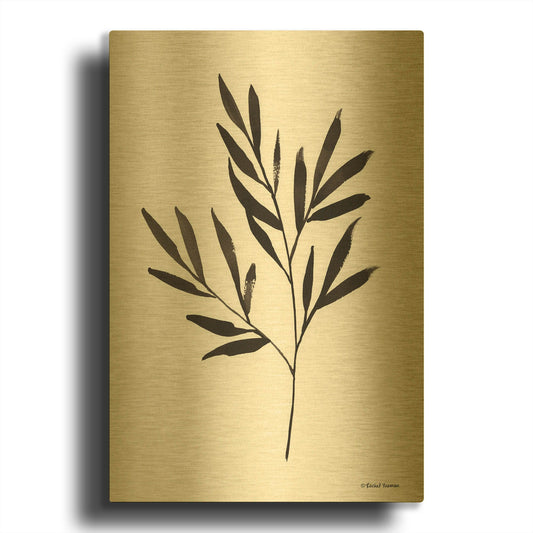 'Reductive Leaf Stem Black' By Rachel Nieman Gold Metal Wall Art
