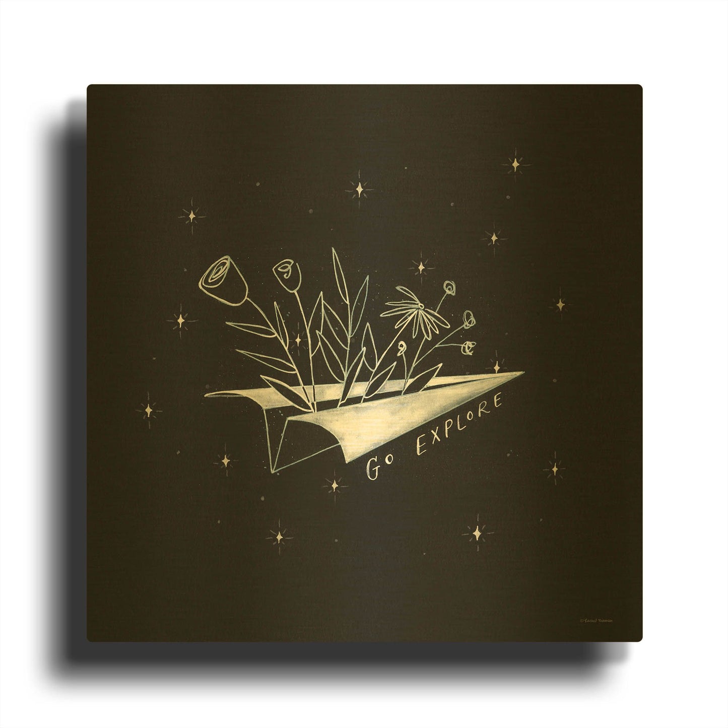 'Go Explore' By Rachel Nieman Gold Metal Wall Art