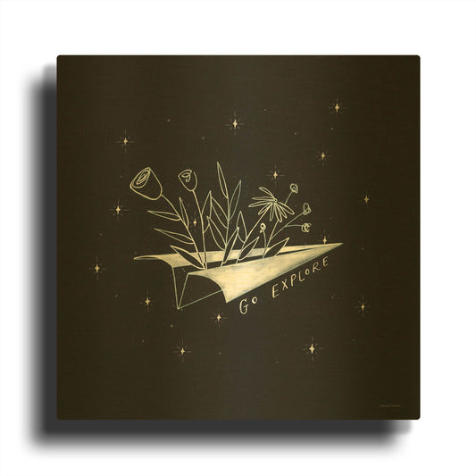 'Go Explore' By Rachel Nieman Gold Metal Wall Art