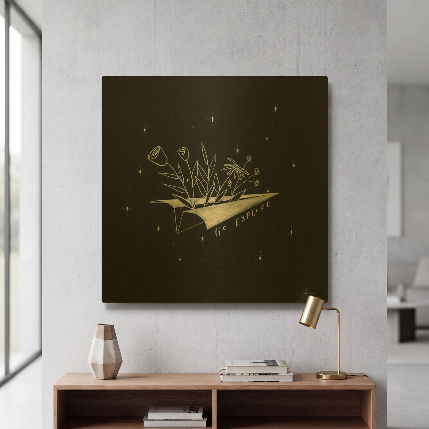 'Go Explore' By Rachel Nieman Gold Metal Wall Art