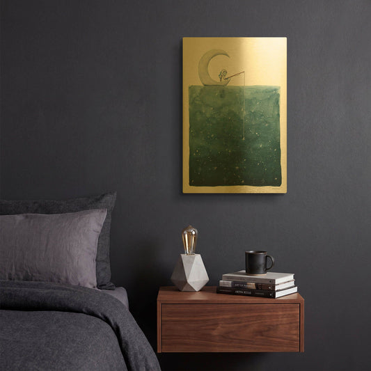'Fishing For Stars' By Rachel Nieman Gold Metal Wall Art