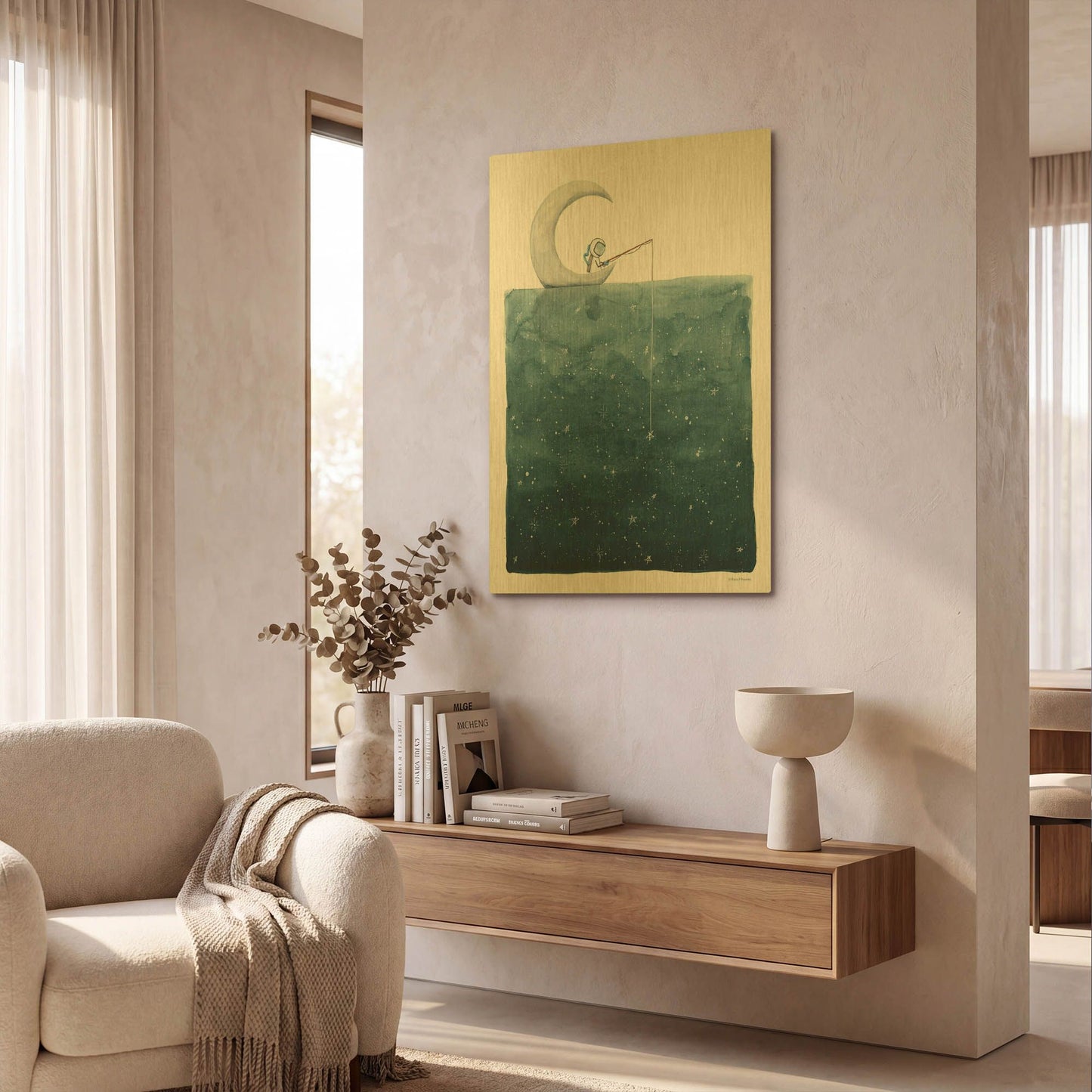 'Fishing For Stars' By Rachel Nieman Gold Metal Wall Art