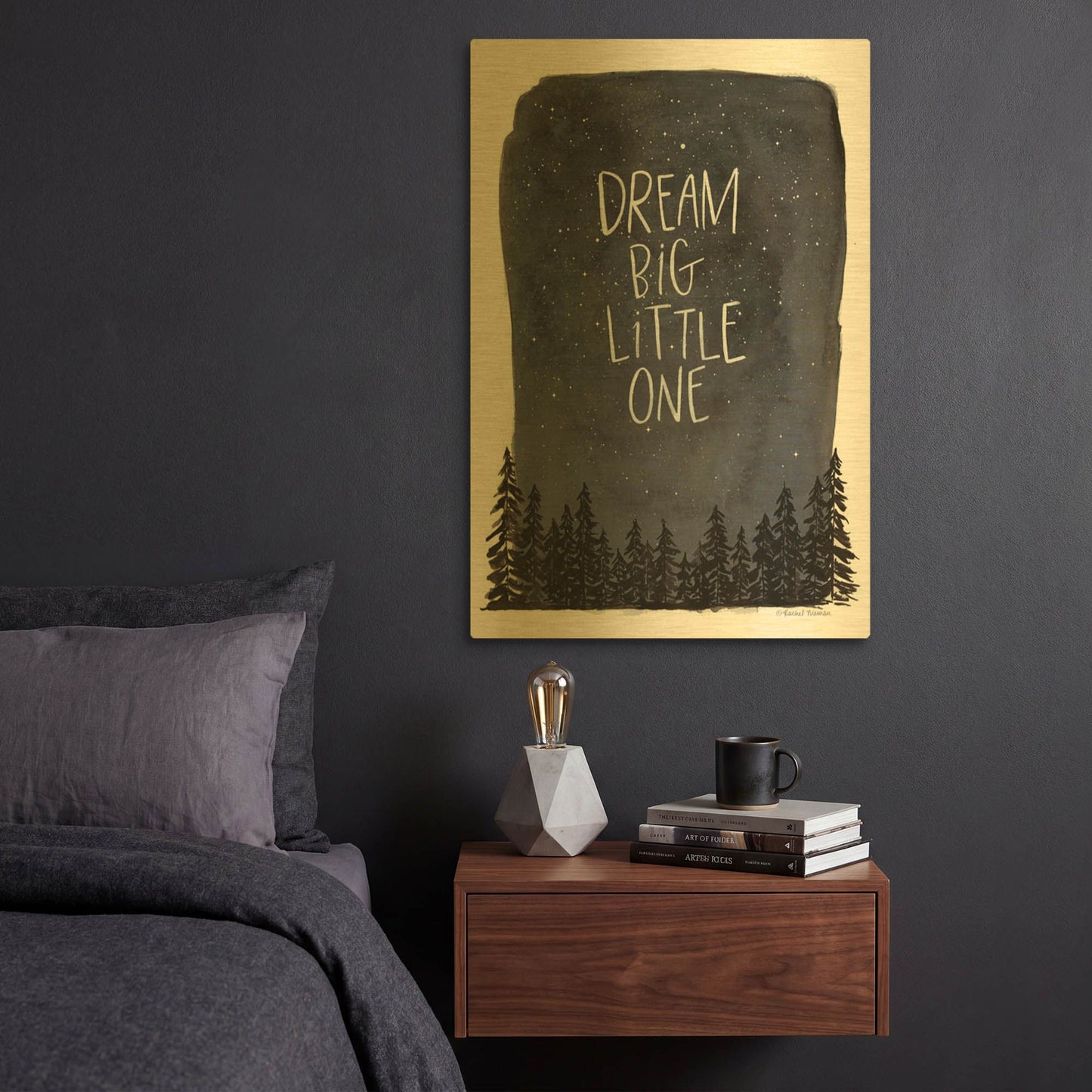'Dream Big Little One' By Rachel Nieman Gold Metal Wall Art