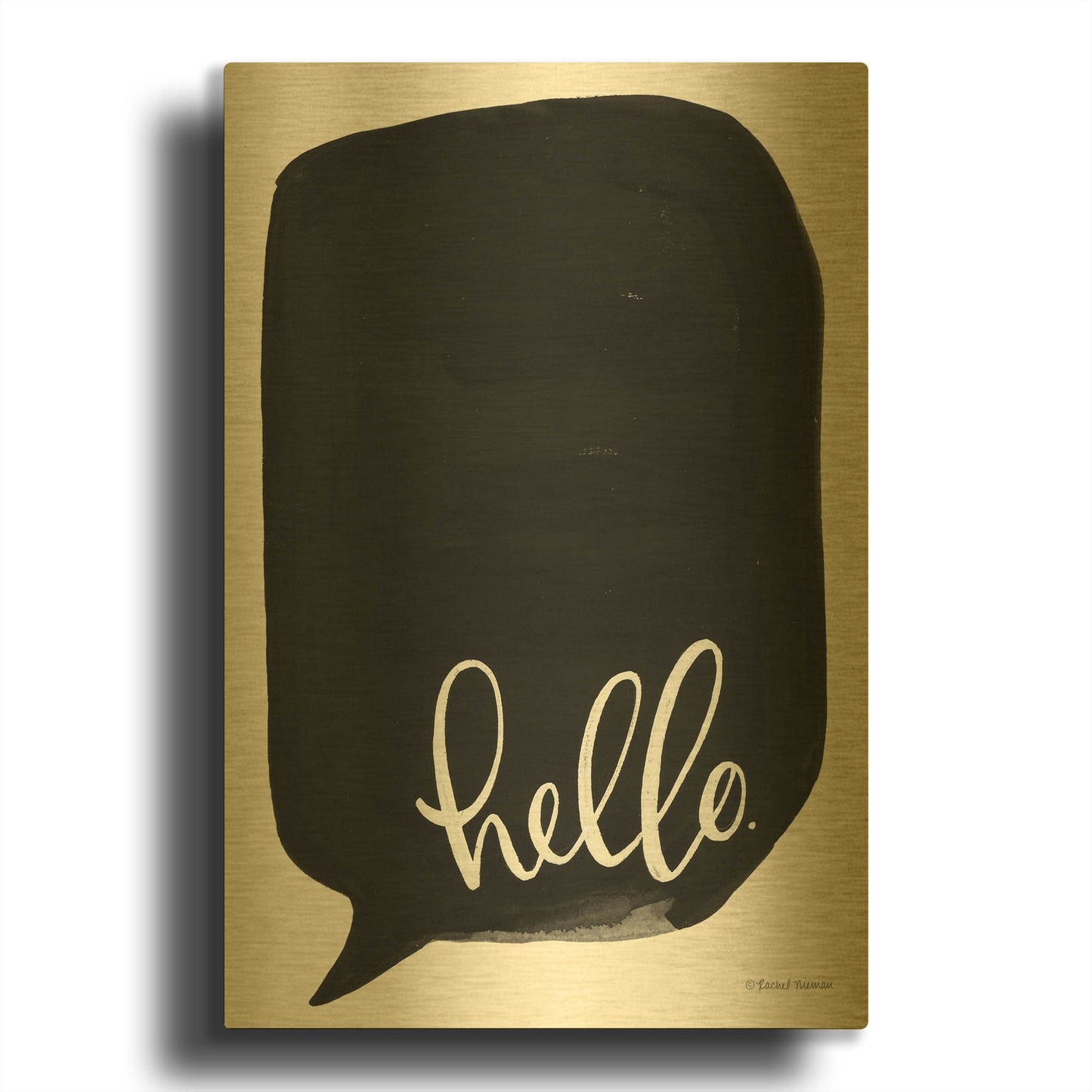 'Hello' By Rachel Nieman Gold Metal Wall Art