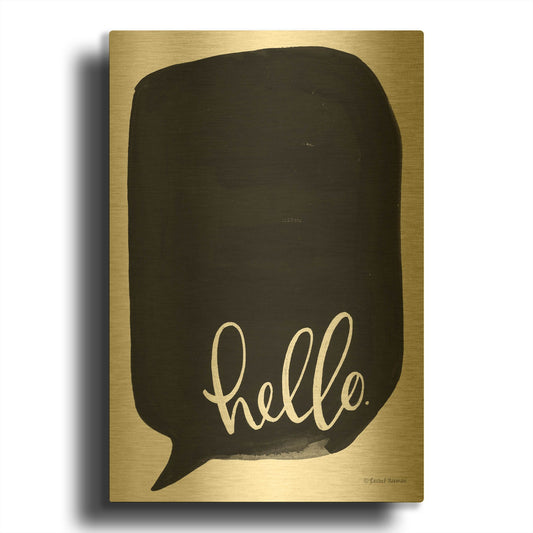'Hello' By Rachel Nieman Gold Metal Wall Art