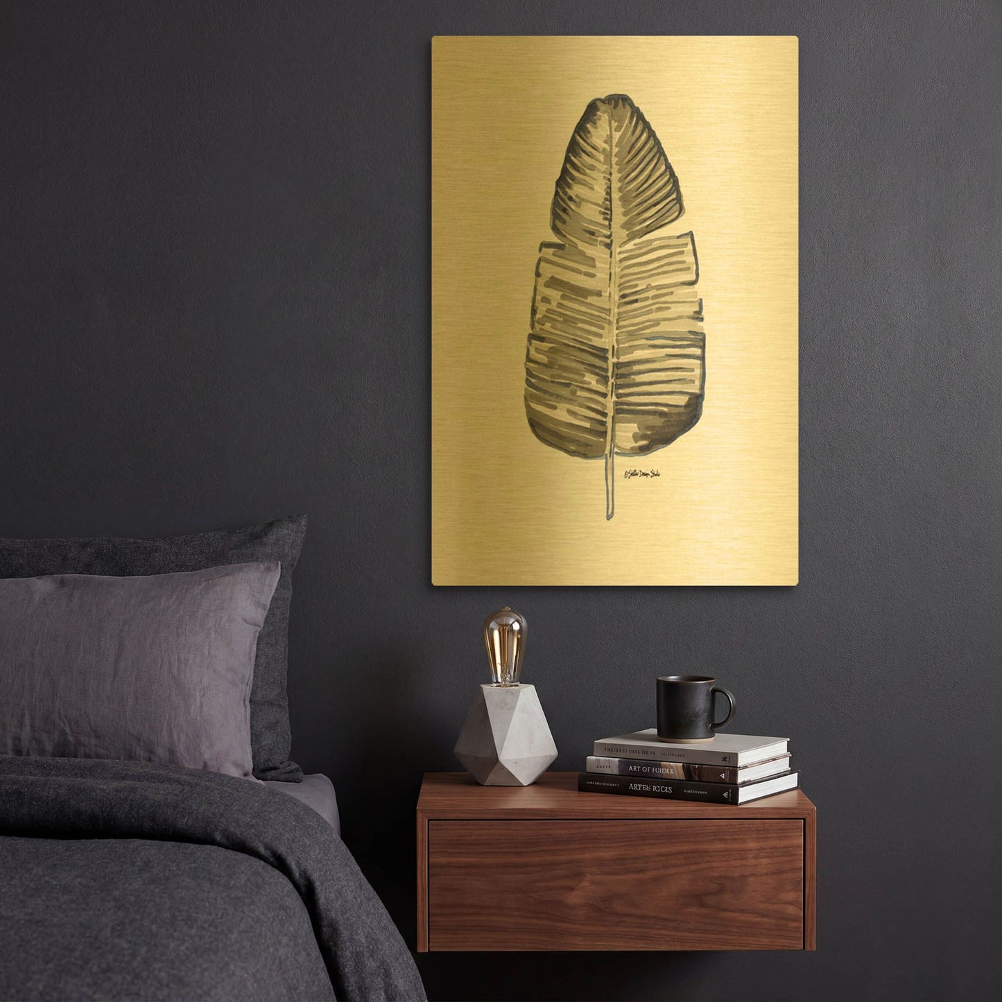 'Modern Palm 1' By Stellar Design Studio Gold Metal Wall Art
