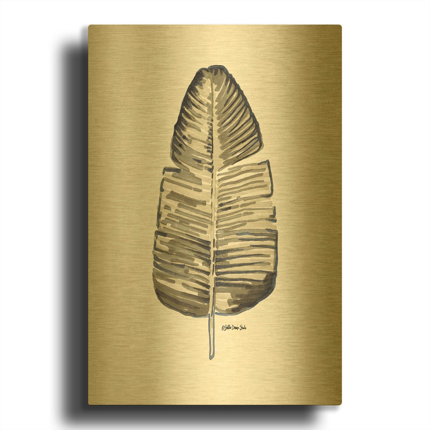 'Modern Palm 1' By Stellar Design Studio Gold Metal Wall Art