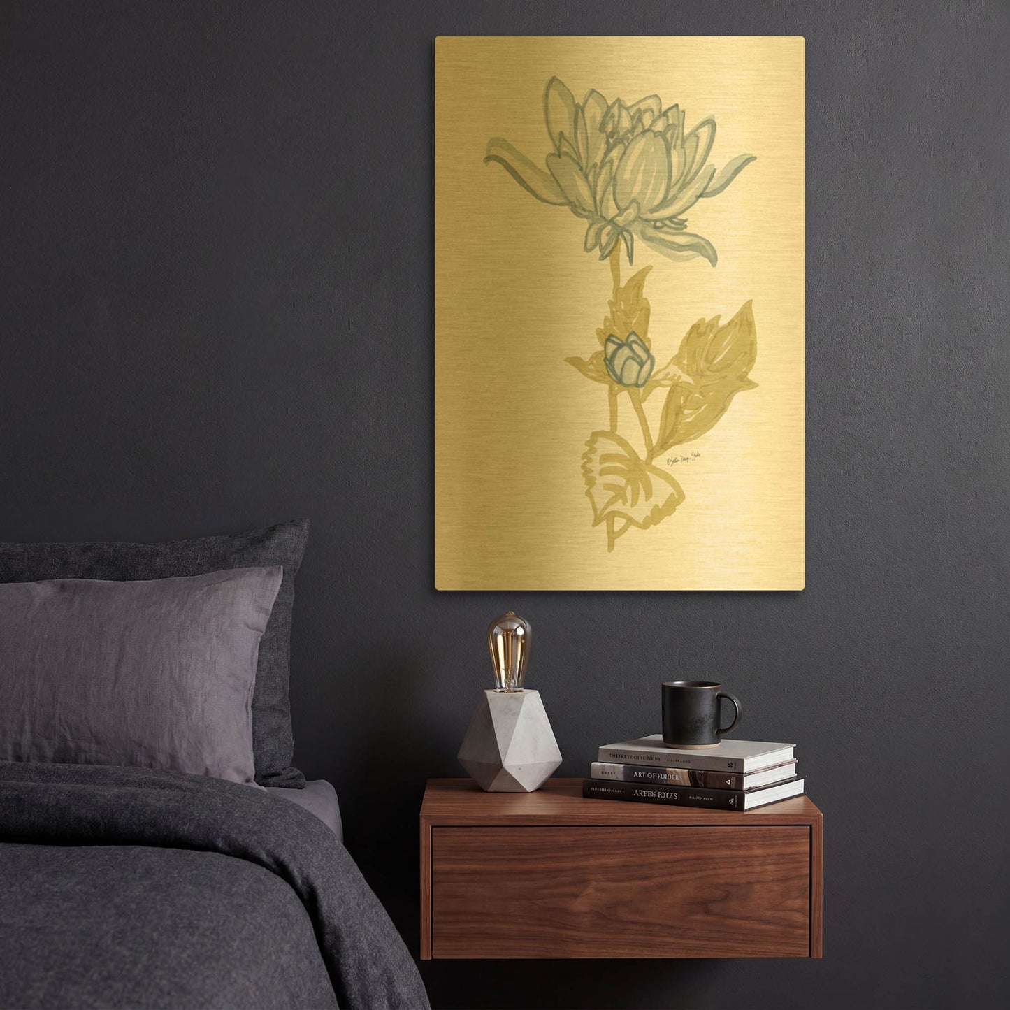'Country Side Bloom 4' By Stellar Design Studio Gold Metal Wall Art