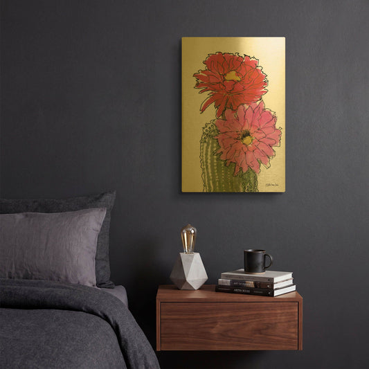 'Cactus Flower 1' By Stellar Design Studio Gold Metal Wall Art