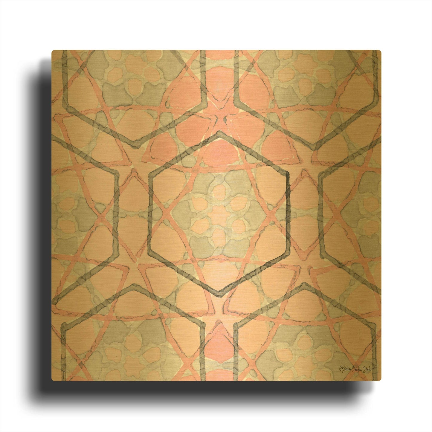 'Pink and Gray Pattern 1' By Stellar Design Studio Gold Metal Wall Art
