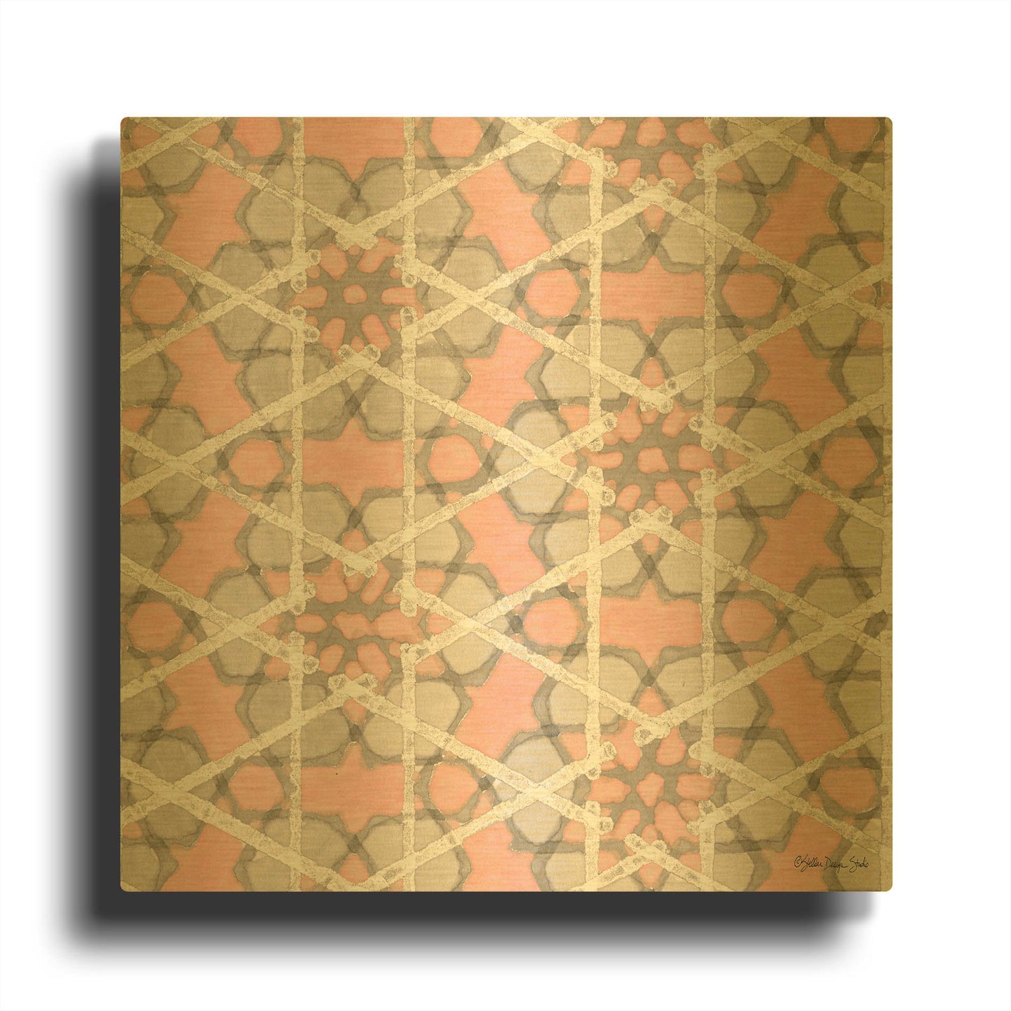 'Pink and Gray Pattern 2' By Stellar Design Studio Gold Metal Wall Art