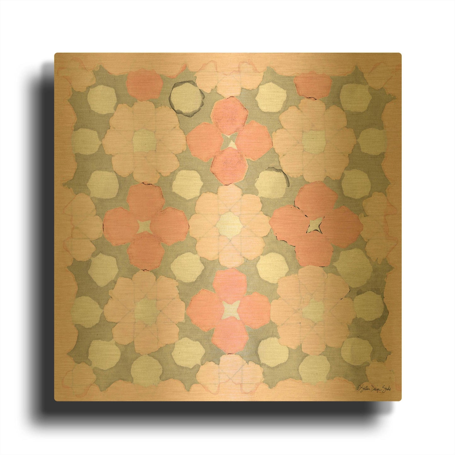 'Pink and Gray Pattern 3' By Stellar Design Studio Gold Metal Wall Art