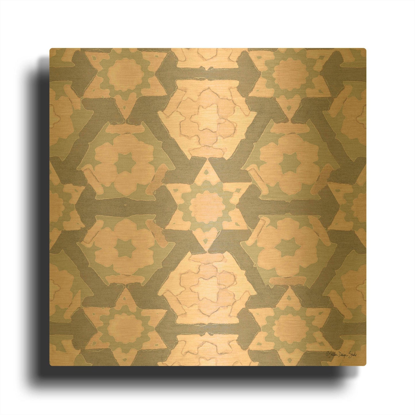 'Pink and Gray Pattern 4' By Stellar Design Studio Gold Metal Wall Art