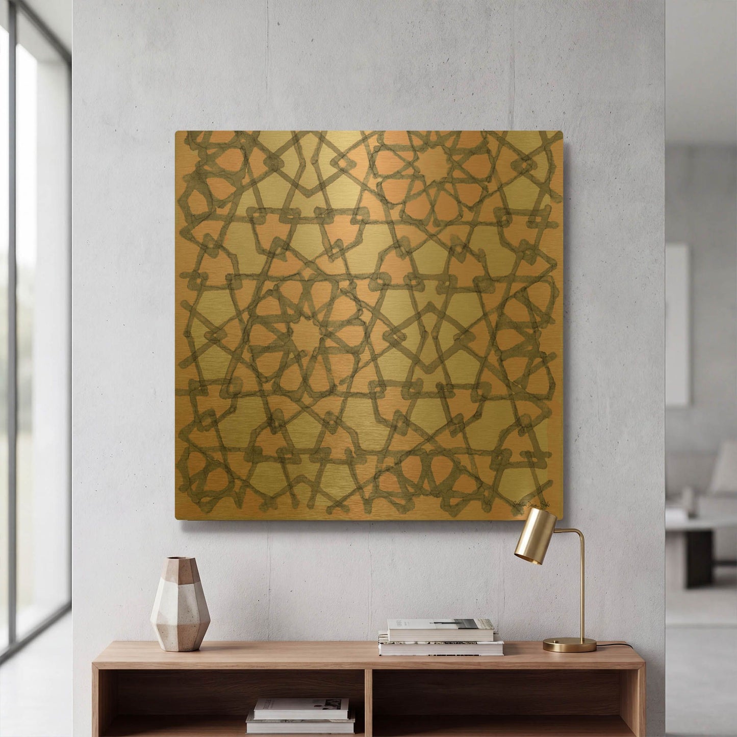 'Pink and Gray Pattern 6' By Stellar Design Studio Gold Metal Wall Art