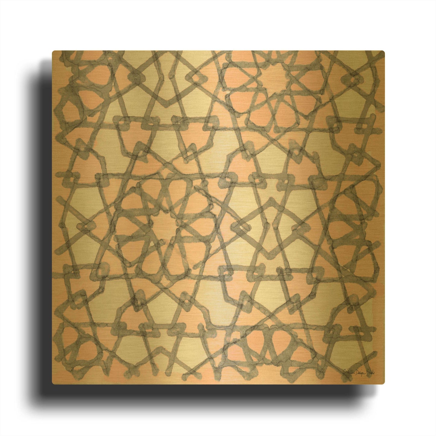 'Pink and Gray Pattern 6' By Stellar Design Studio Gold Metal Wall Art