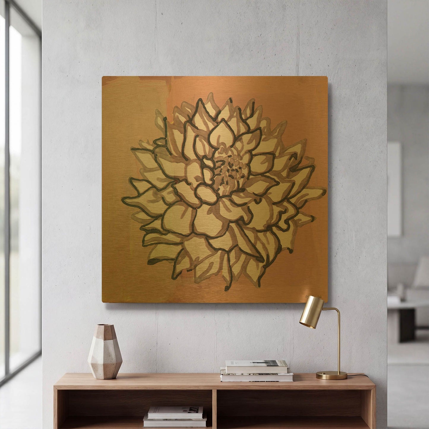 'Pink and Gray Floral 1' By Stellar Design Studio Gold Metal Wall Art