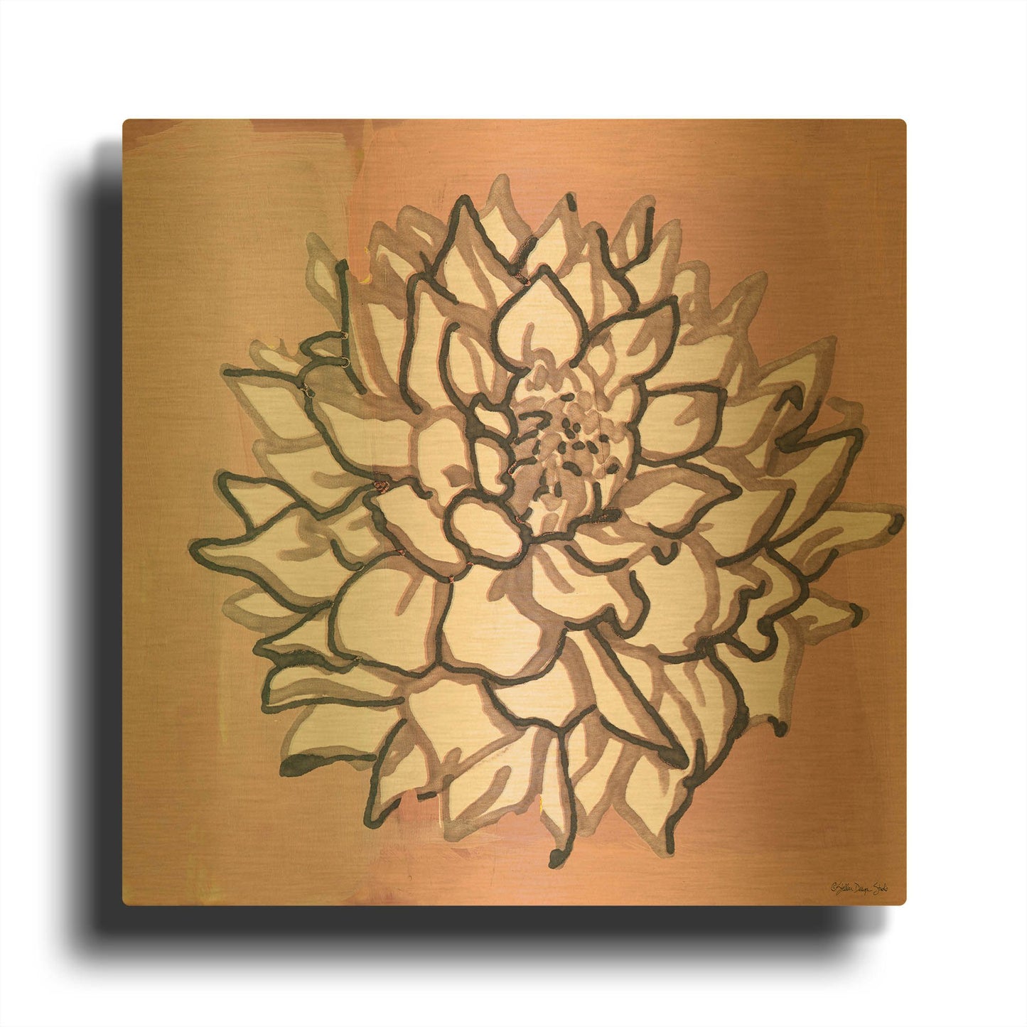 'Pink and Gray Floral 1' By Stellar Design Studio Gold Metal Wall Art