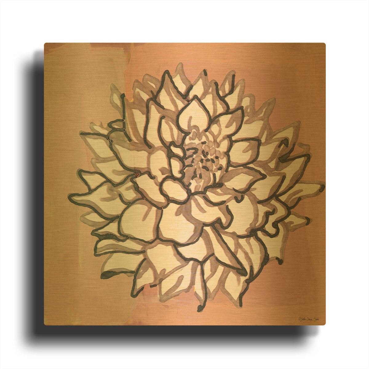 'Pink and Gray Floral 1' By Stellar Design Studio Gold Metal Wall Art