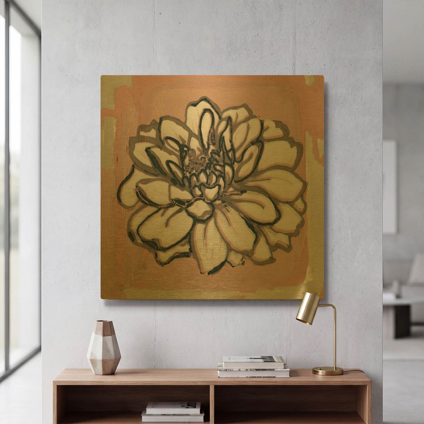 'Pink and Gray Floral 2' By Stellar Design Studio Gold Metal Wall Art