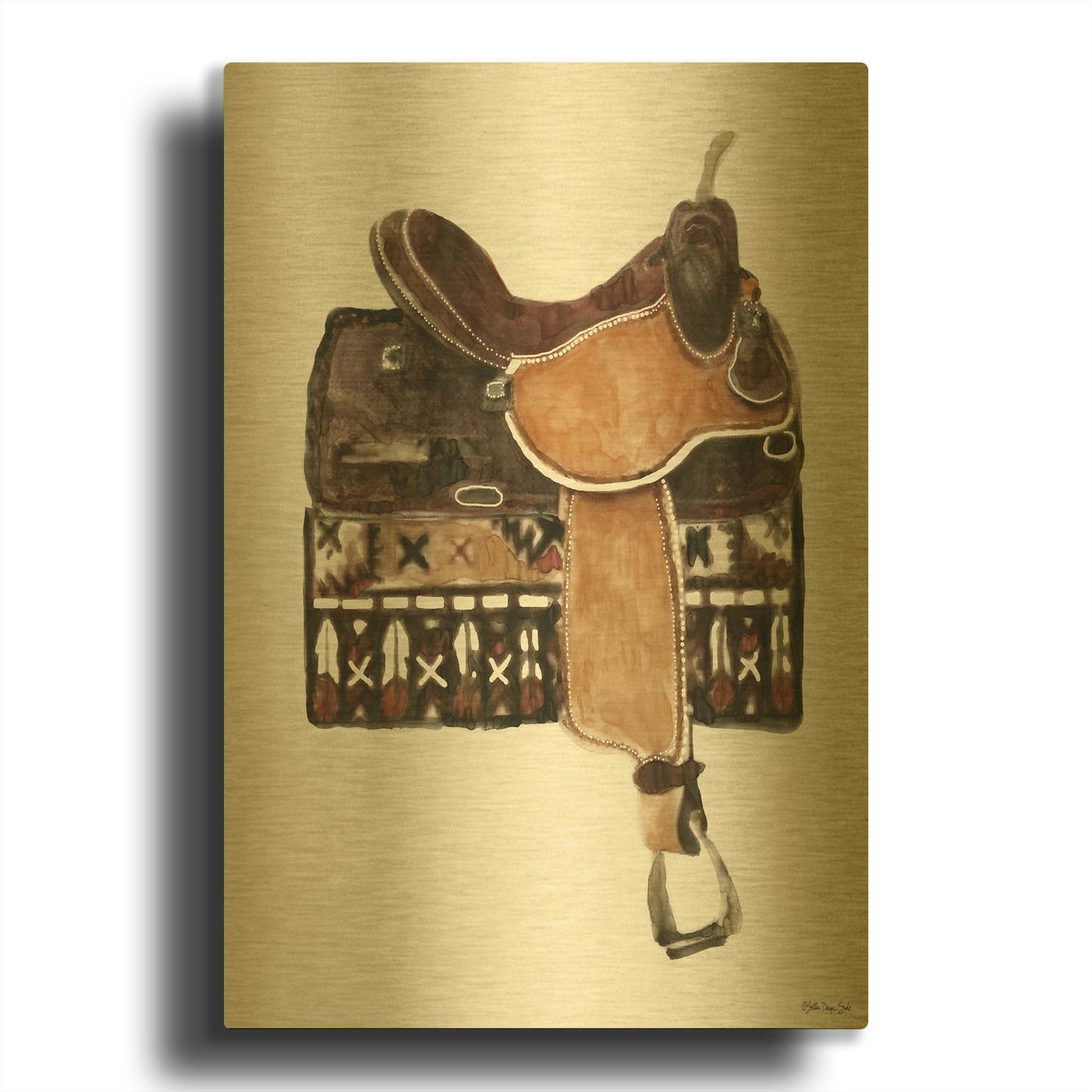'Saddle 1' By Stellar Design Studio Gold Metal Wall Art