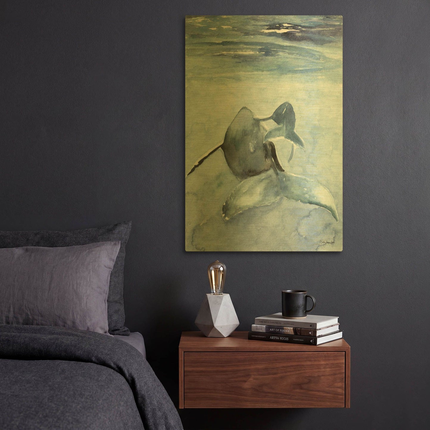 'Dolphin and Calf' By Stellar Design Studio Gold Metal Wall Art